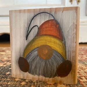 Handmade rustic farmhouse candy corn gnome